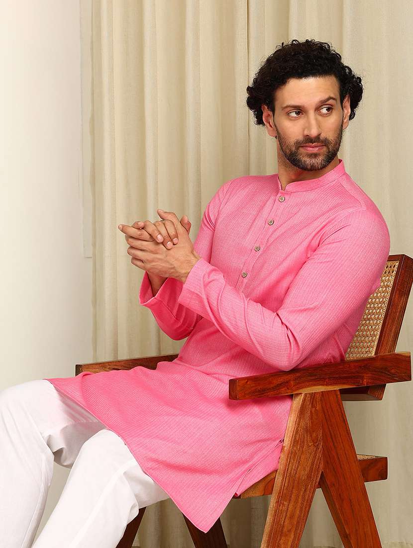 men mandarin neck long sleeve kurta - 22392620 -  Standard Image - 2