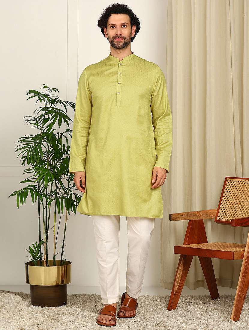 men mandarin neck long sleeve kurta - 22392623 -  Standard Image - 2