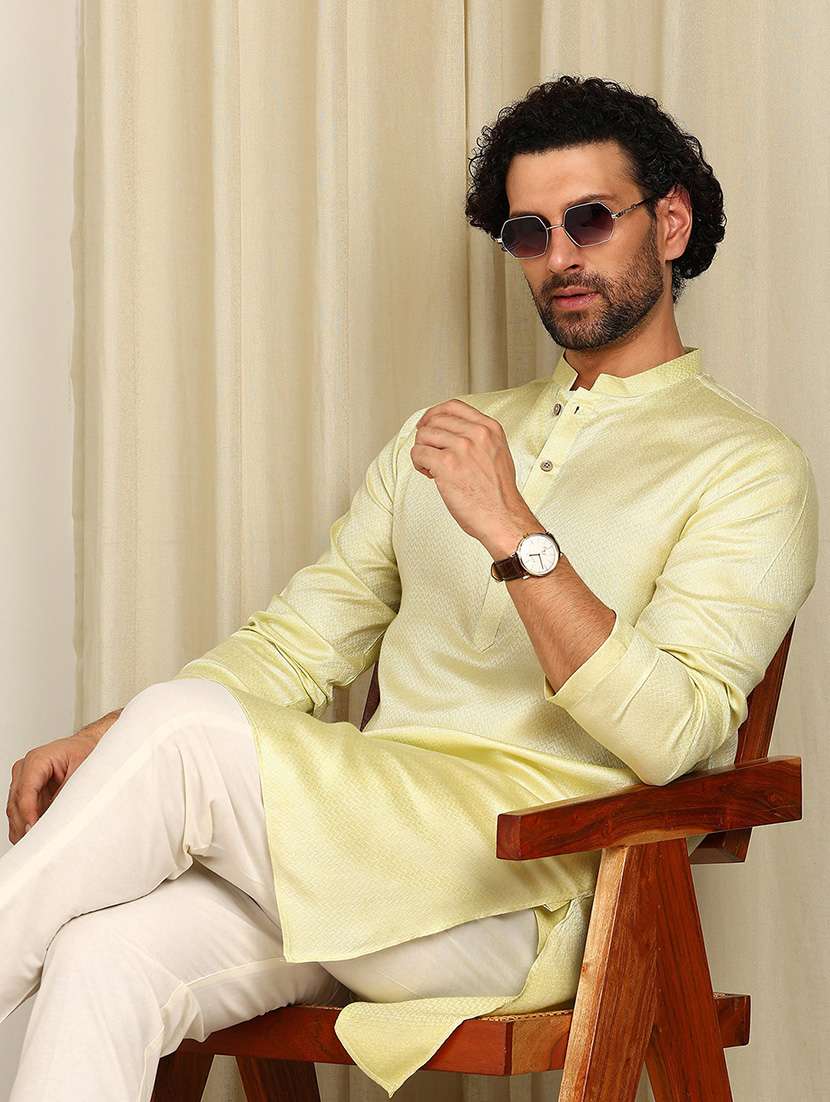 men mandarin neck long sleeve kurta - 22392626 -  Standard Image - 2
