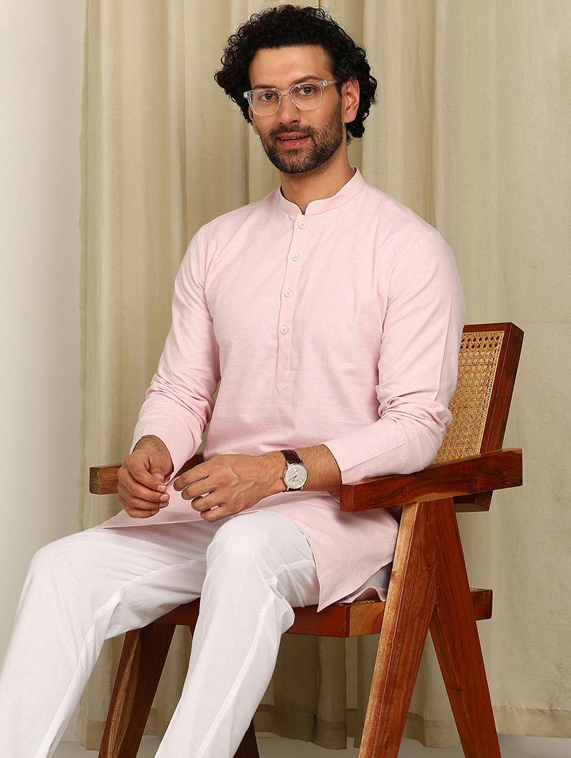 men mandarin neck long sleeve kurta - 22392629 -  Standard Image - 2