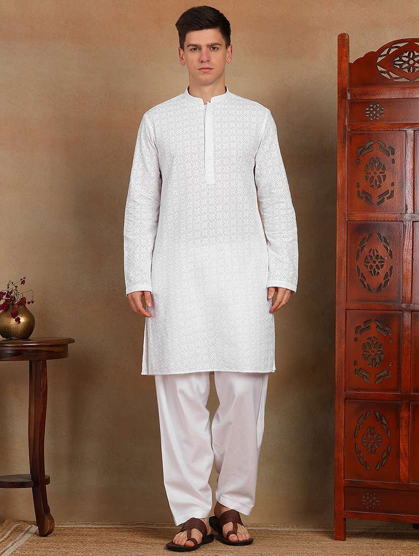 men mandarin neck long sleeve kurta - 22392639 -  Standard Image - 2