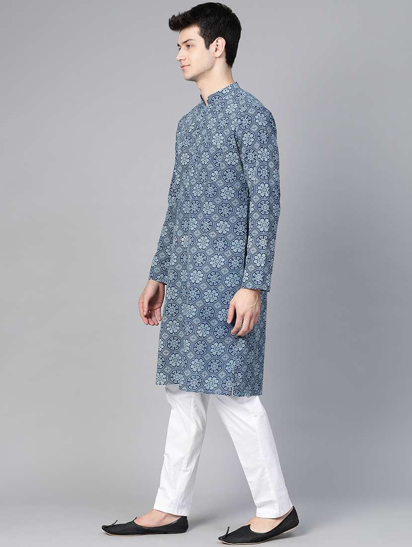 Men Mandarin Neck Long Sleeve Kurta - 22392644 -  Standard Image - 2