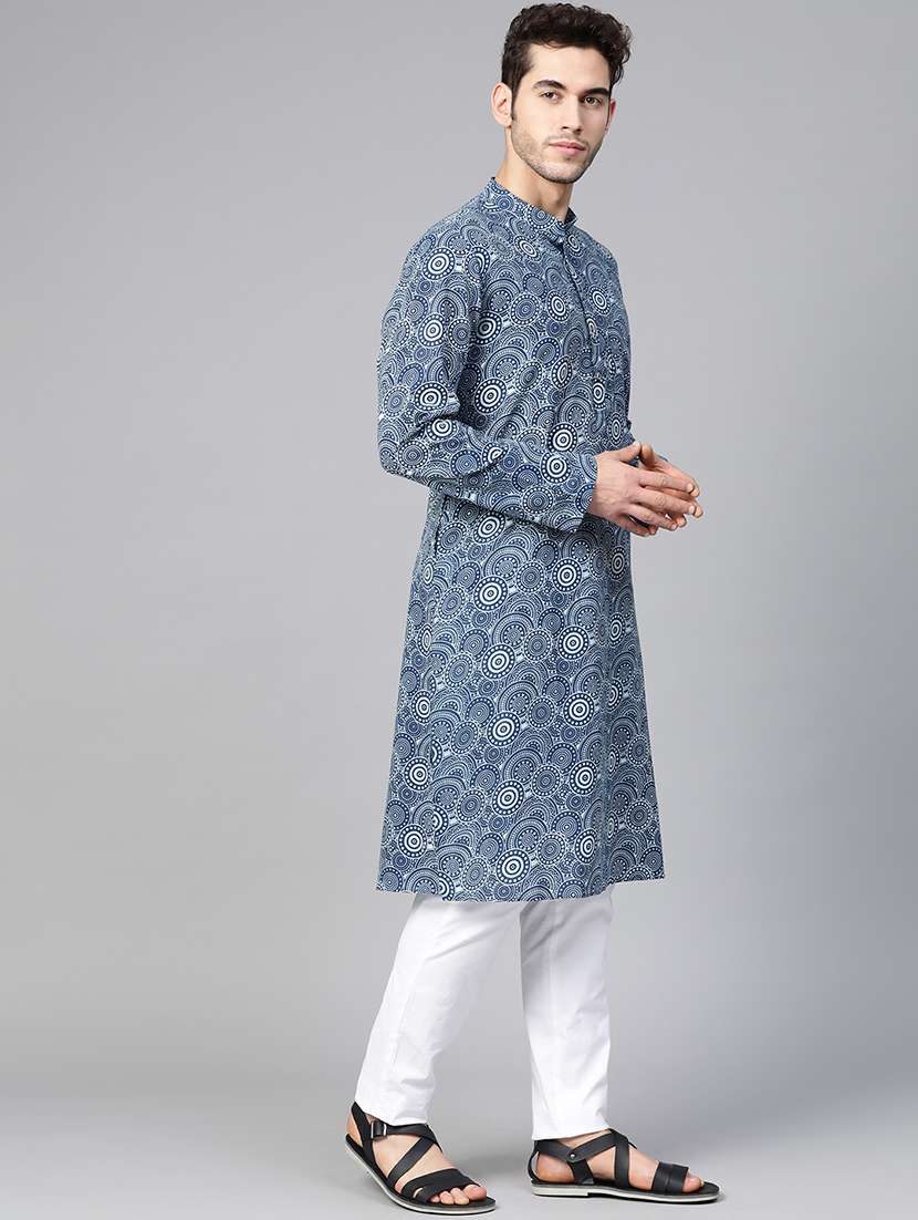 men mandarin neck long sleeve kurta - 22392645 -  Standard Image - 2