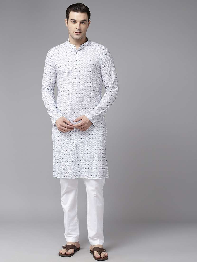 men mandarin neck long sleeve kurta - 22392686 -  Standard Image - 2