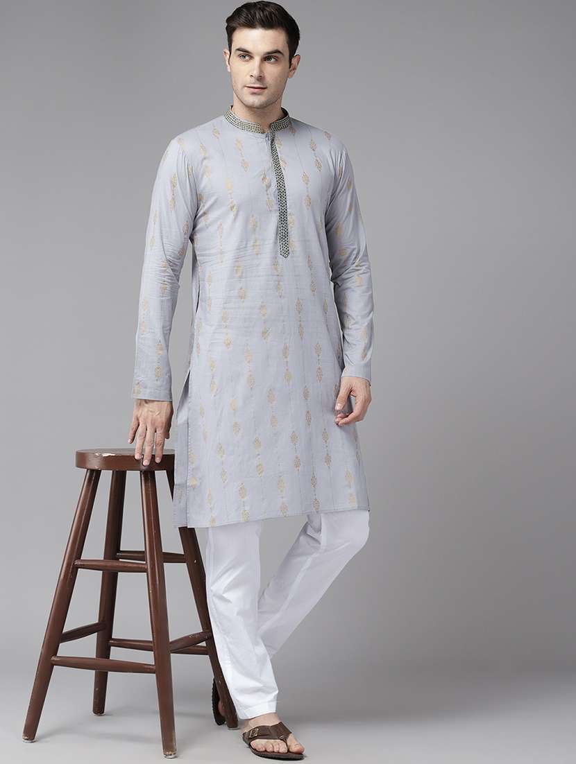 men mandarin neck long sleeve kurta - 22392692 -  Standard Image - 2