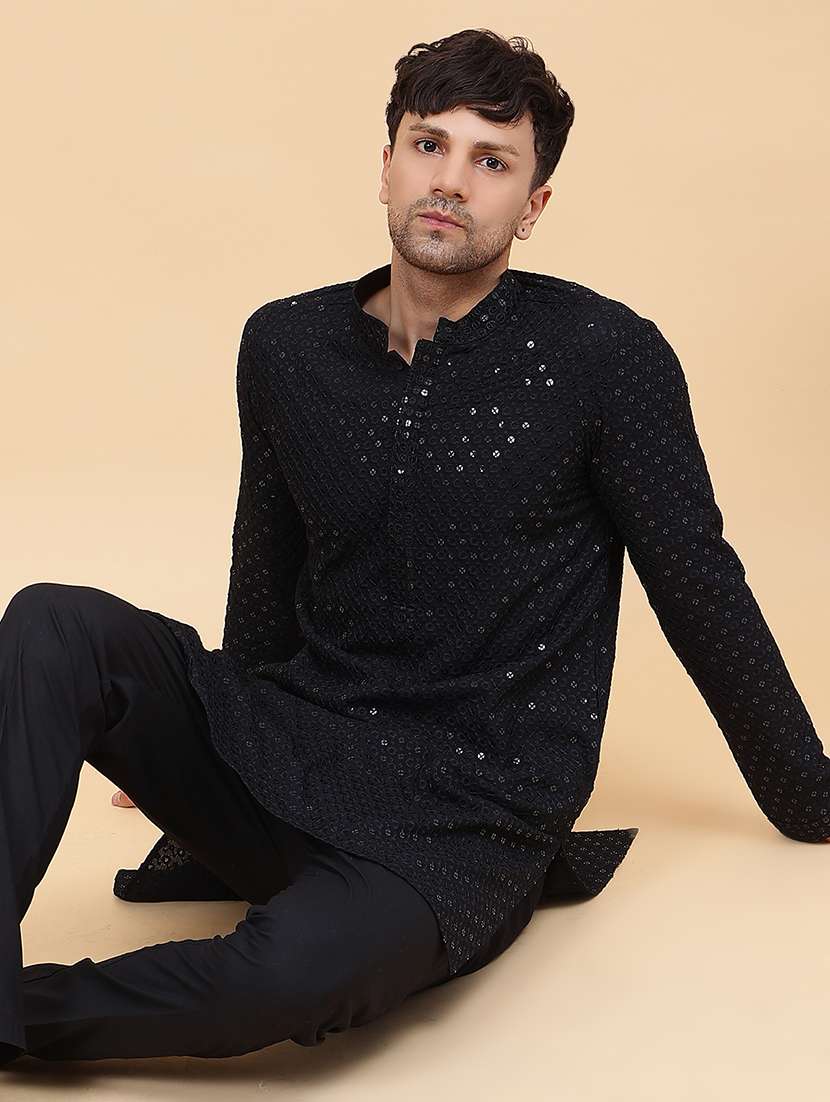 men mandarin neck long sleeve kurta - 22392694 -  Standard Image - 2