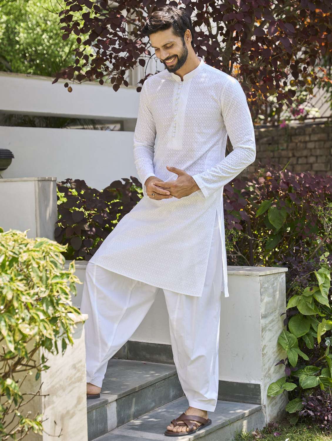 men mandarin neck long sleeve kurta - 22392696 -  Standard Image - 2