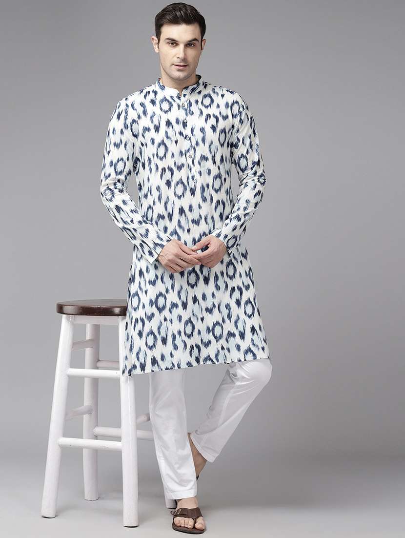 men mandarin neck long sleeve kurta - 22392699 -  Standard Image - 2