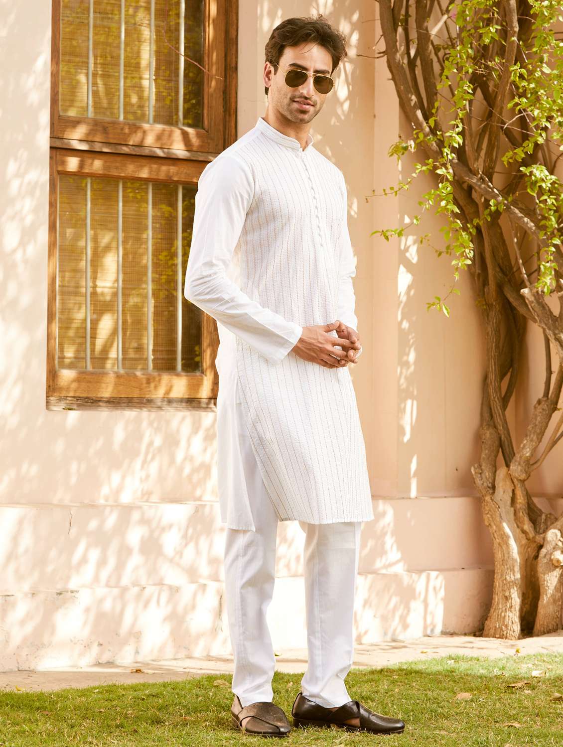 men mandarin neck long sleeve kurta - 22392704 -  Standard Image - 2
