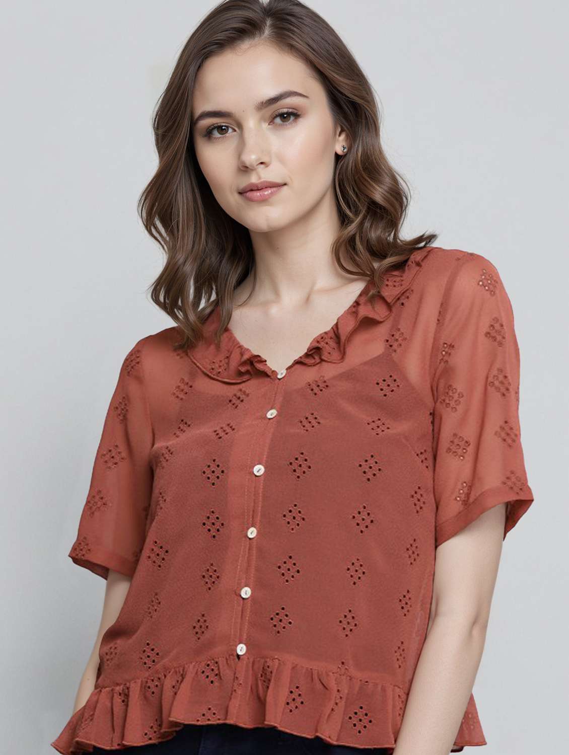 women self designed short sleeve top