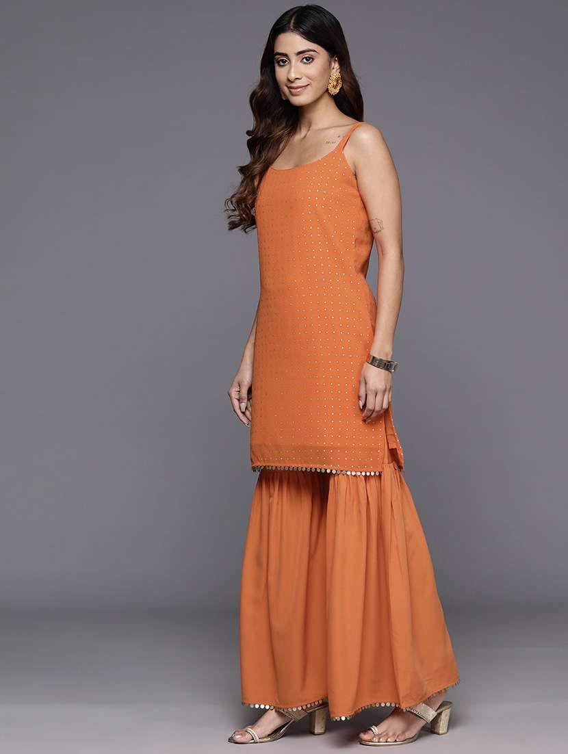 women printed sleeveless kurta sharara with dupatta set - 22392803 -  Standard Image - 2