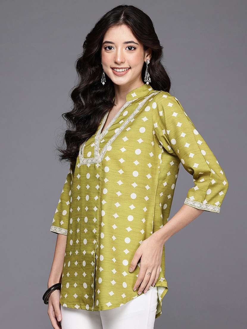 women printed three quater sleeve straight kurti - 22392833 -  Standard Image - 2