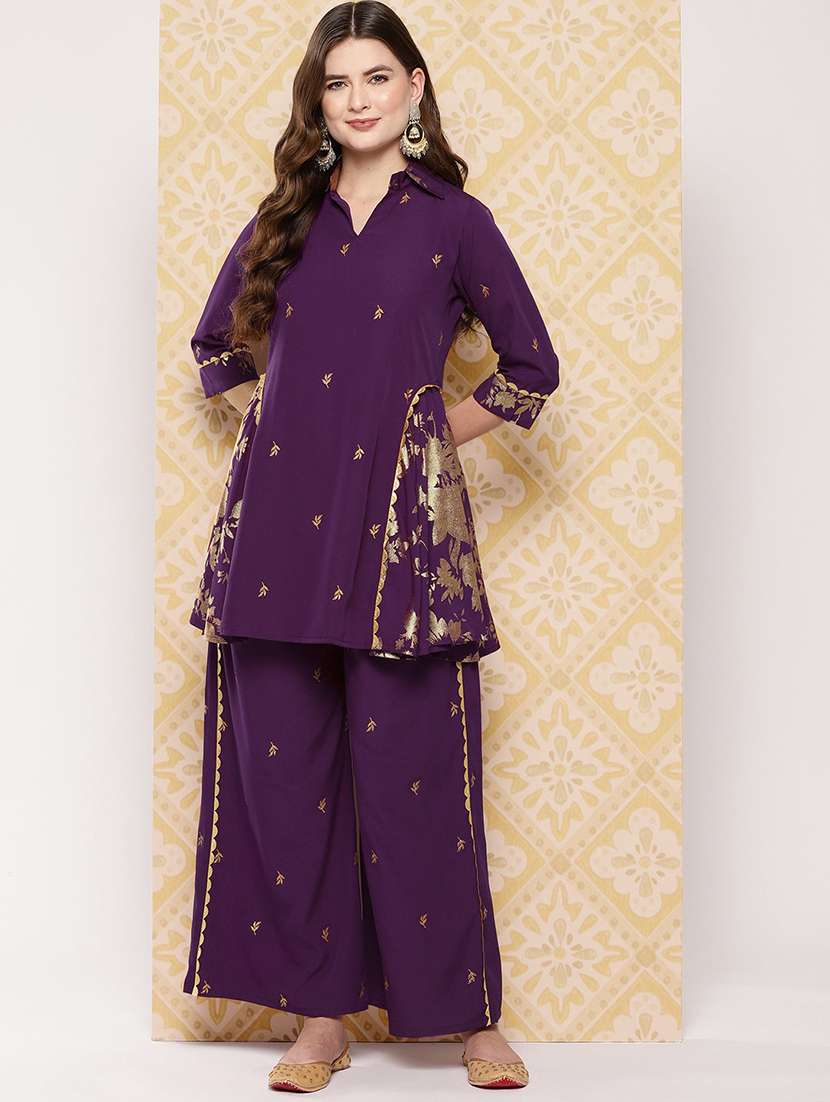 women printed three quarter sleeve ethnic co-ord set - 22392861 -  Standard Image - 2