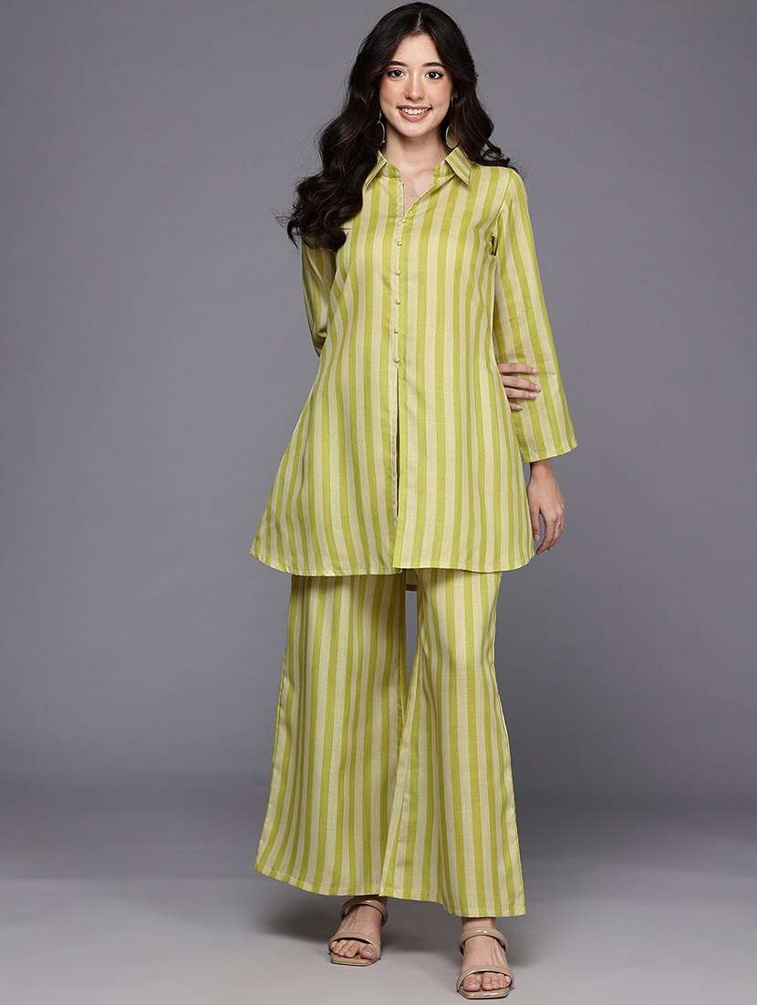 women striped long sleeve ethnic co-ord set - 22392862 -  Standard Image - 2