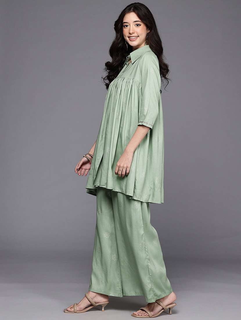 women printed three quarter sleeve ethnic co-ord set - 22392864 -  Standard Image - 2