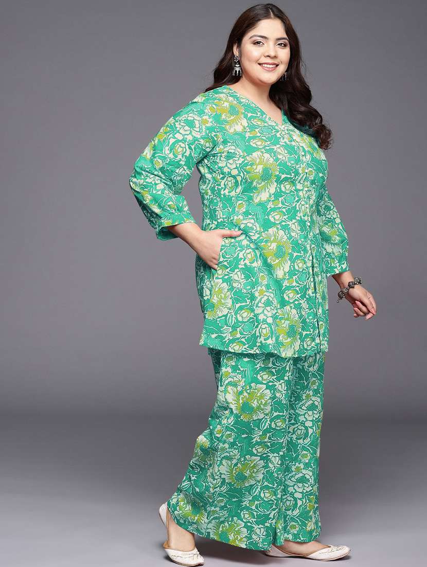 women plus size floral long sleeve ethnic co-ord set - 22392866 -  Standard Image - 2