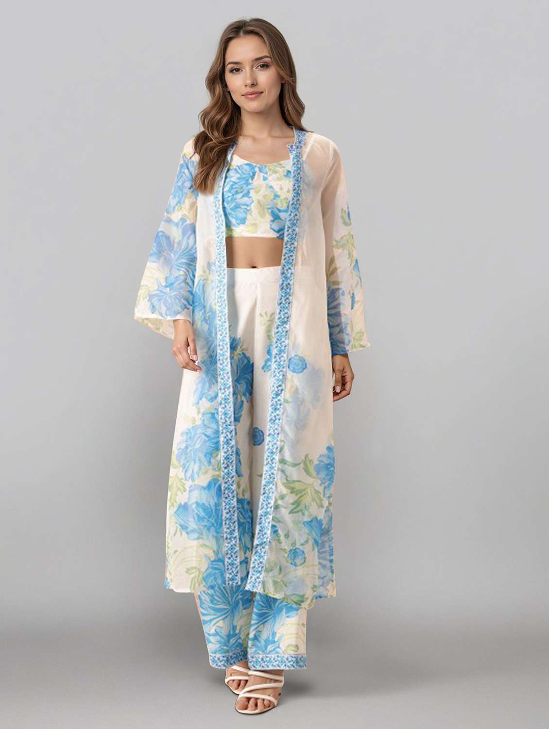 women printed long sleeve fusion set - 22392874 -  Standard Image - 2