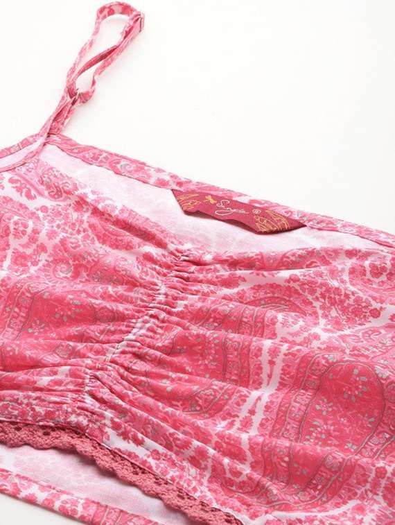 women printed kimono sleeve fusion set - 22392875 -  Standard Image - 2