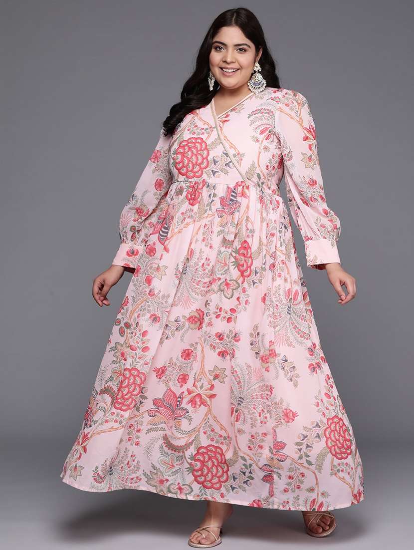 women plus size floral long sleeve ethnic dress - 22392904 -  Standard Image - 2