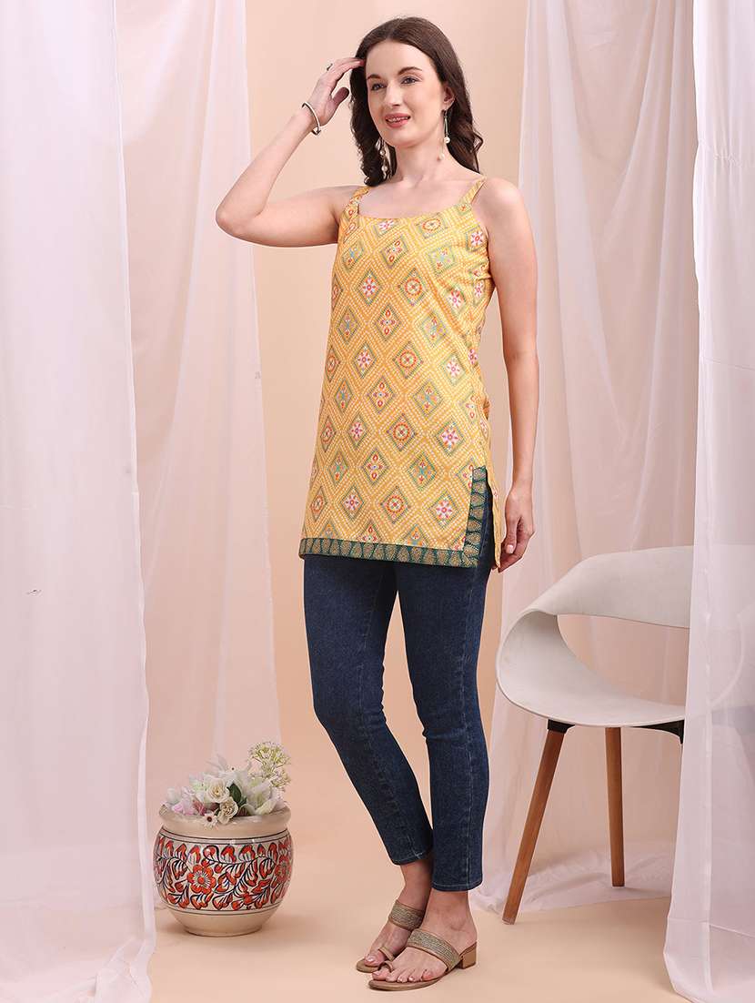 women printed sleeveless straight kurti - 22392913 -  Standard Image - 2