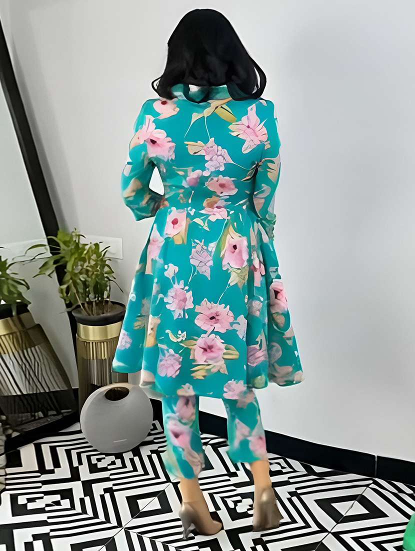 women printed three quarter sleeve ethnic co-ord set - 22393162 -  Standard Image - 2