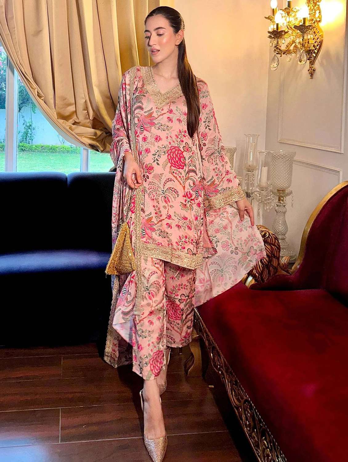 women floral long sleeve kurta pant with dupatta set - 22393202 -  Standard Image - 2