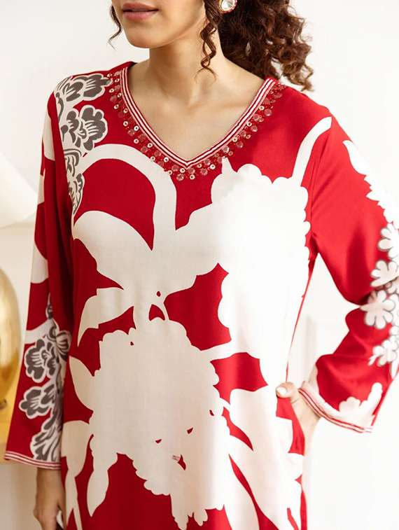 women printed long sleeve kurta pant set - 22393265 -  Standard Image - 2