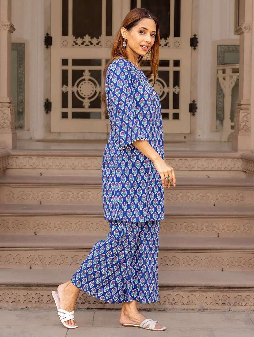 women floral three quarter sleeve ethnic co-ord set - 22393458 -  Standard Image - 2