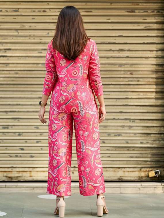 women printed long sleeve shirt & trouser co-ord set - 22393473 -  Standard Image - 2