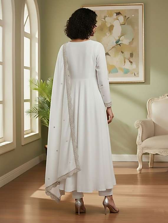 women solid with work long sleeve kurta pant with dupatta set - 22393542 -  Standard Image - 2