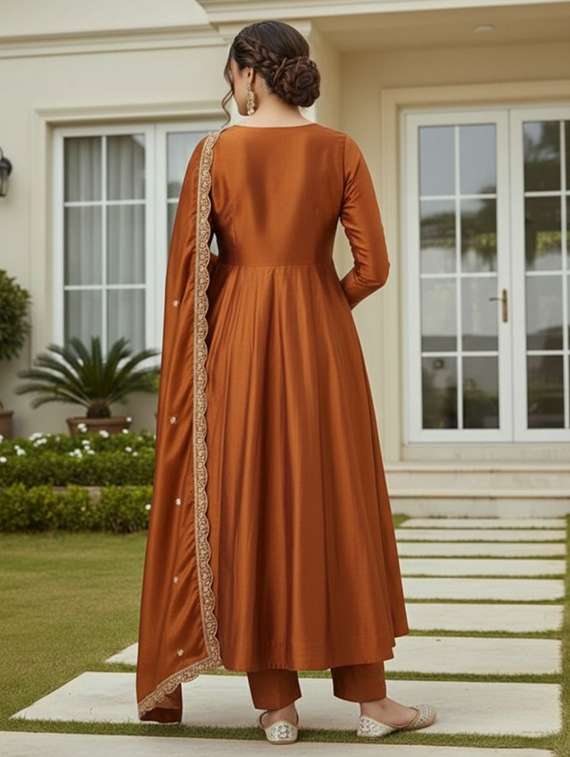 women solid with work long sleeve kurta pant with dupatta set - 22393544 -  Standard Image - 2