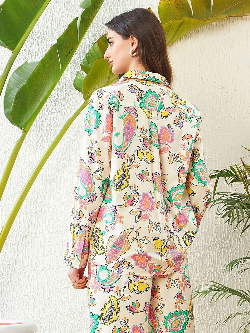 women printed long sleeve shirt & trouser co-ord set - 22393569 -  Standard Image - 2