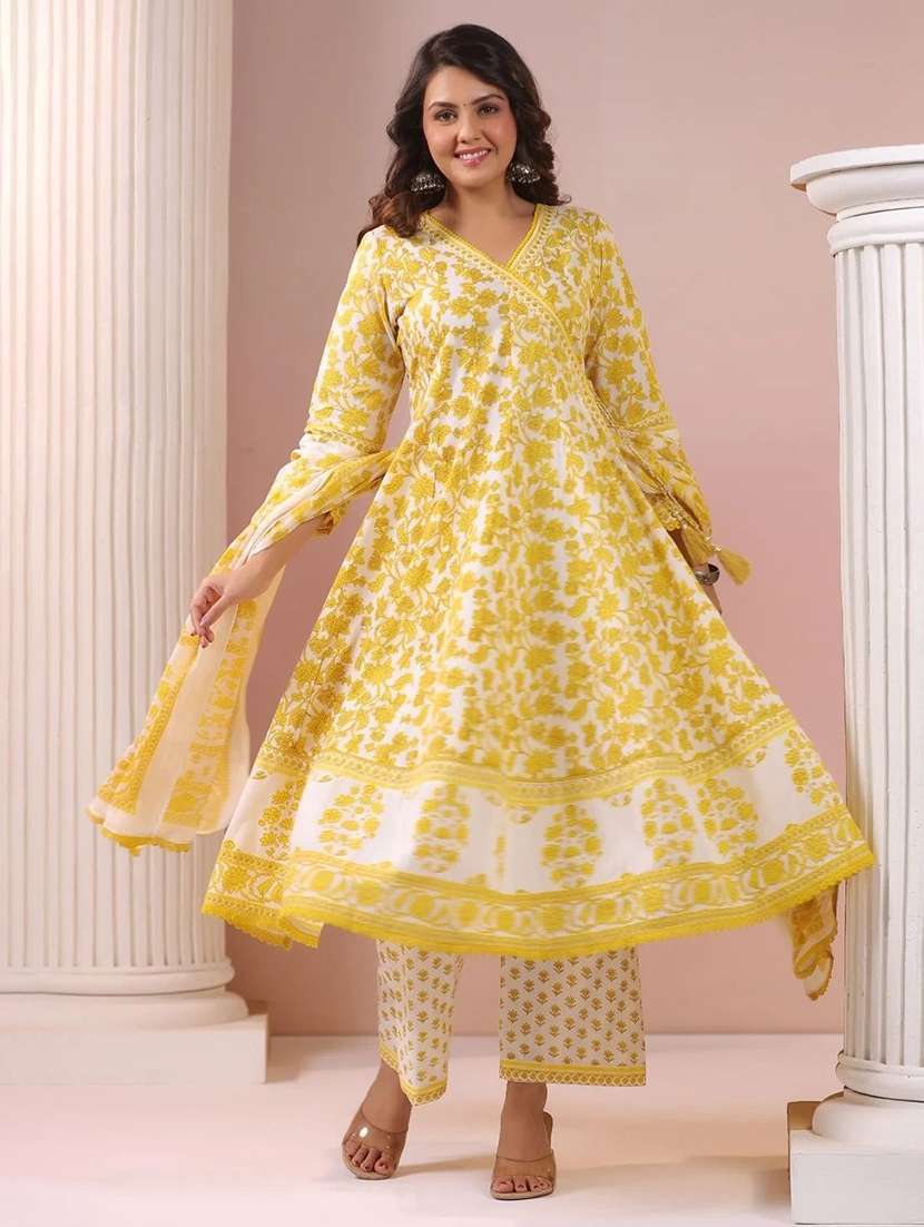 women printed long sleeve kurta pant with dupatta set - 22393591 -  Standard Image - 2