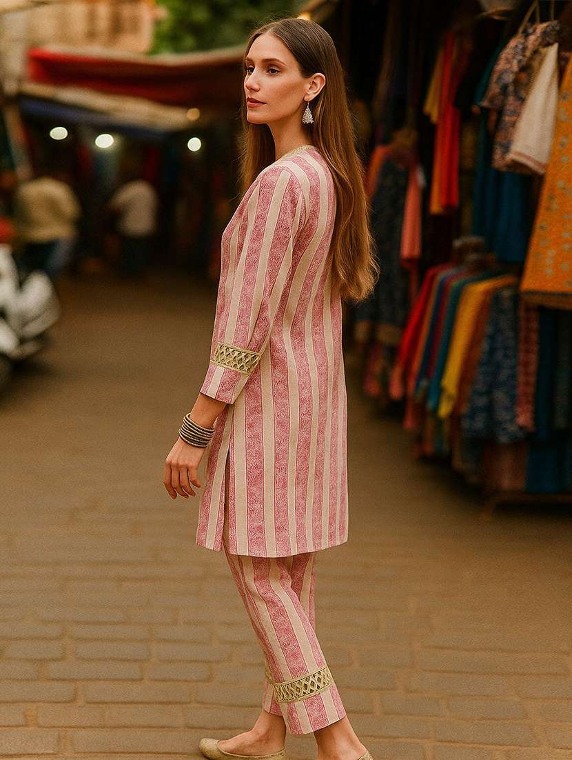 women printed three quarter sleeve ethnic co-ord set - 22393652 -  Standard Image - 2