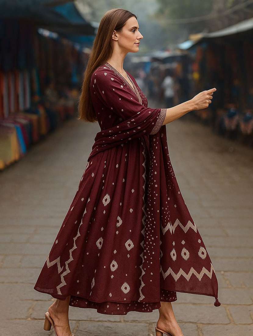 women printed three quarter sleeve kurta pant with dupatta set - 22393678 -  Standard Image - 2