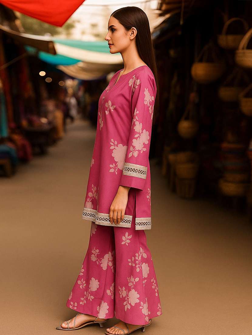 pink cotton blend kurta pant  set - 22393681 -  Standard Image - 2