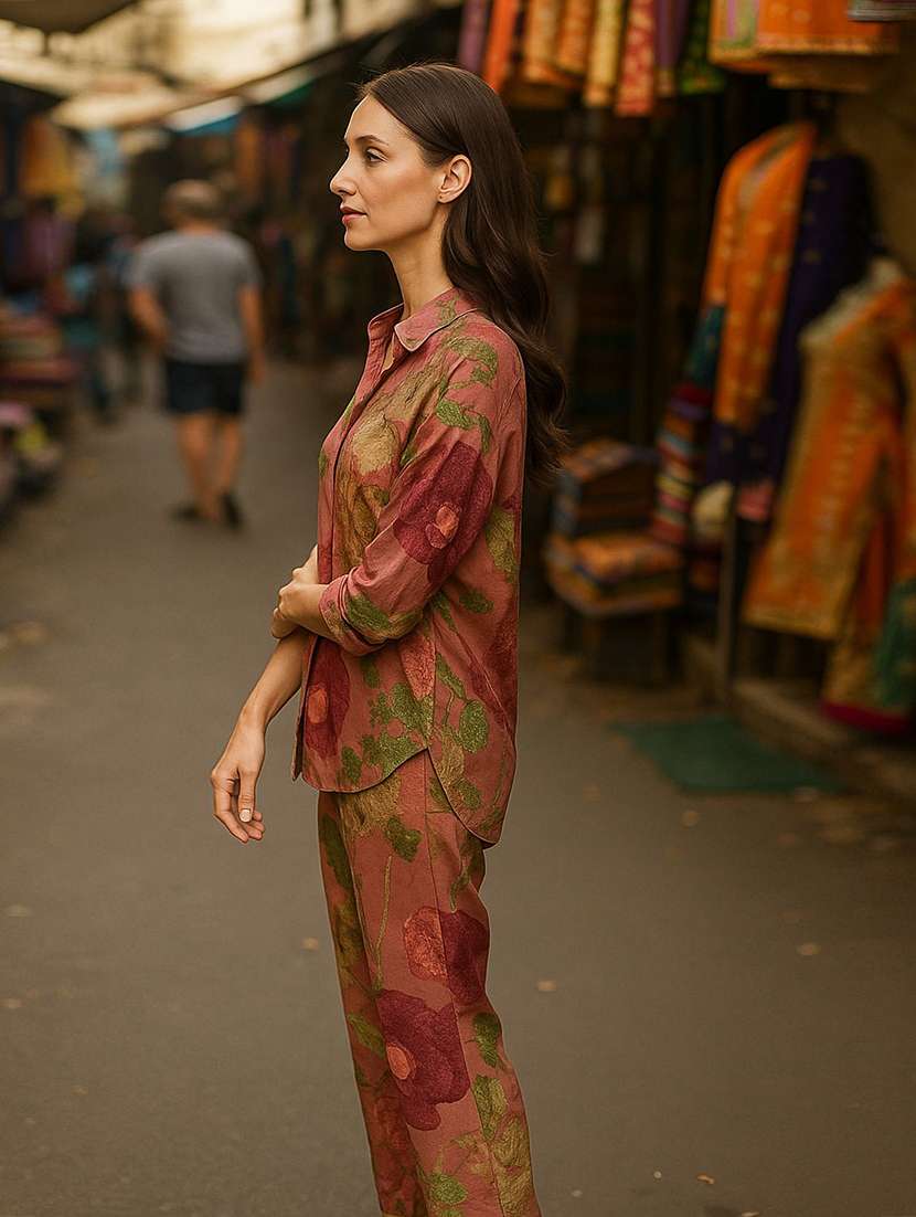 women printed three quarter sleeve ethnic co-ord set - 22393713 -  Standard Image - 2