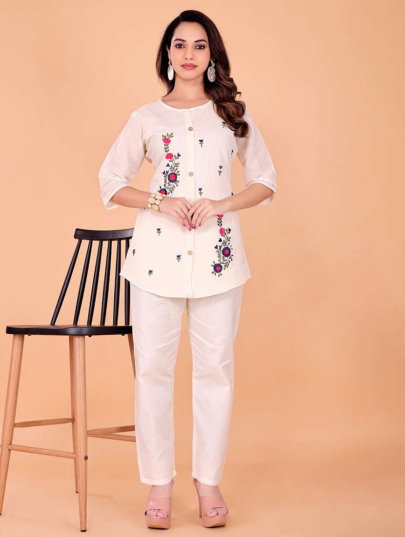 women embroidered top and trouser co-ord set - 22393875 -  Standard Image - 2