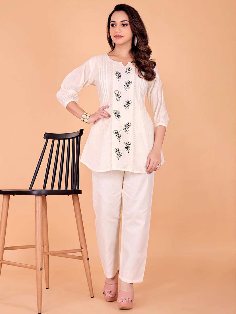 women embroidered top and trouser co-ord set