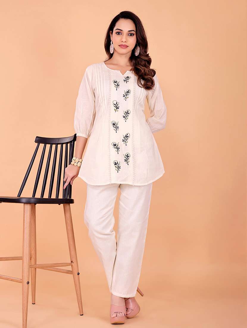 women embroidered top and trouser co-ord set - 22393876 -  Standard Image - 2