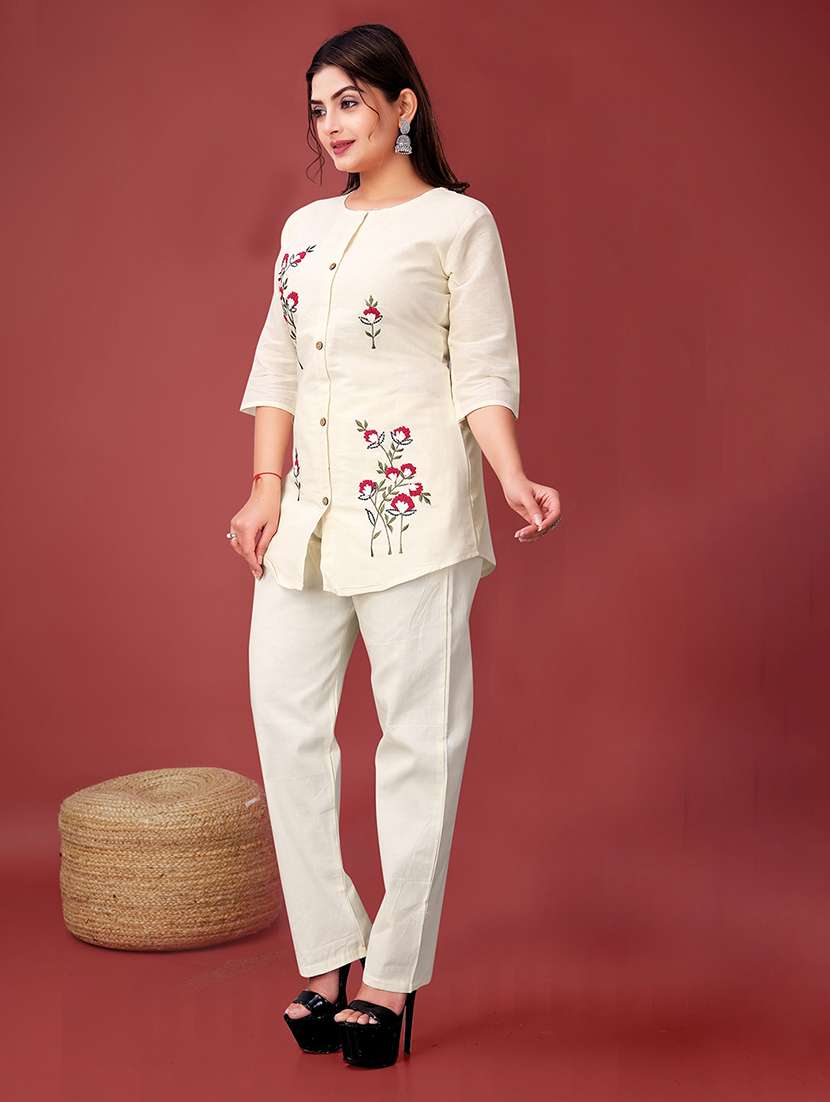 women embroidered top and trouser co-ord set - 22393879 -  Standard Image - 2