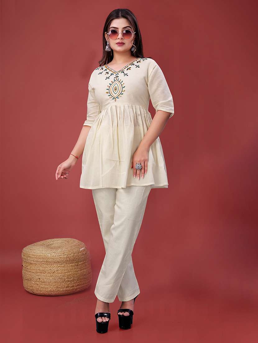 women embroidered top and trouser co-ord set