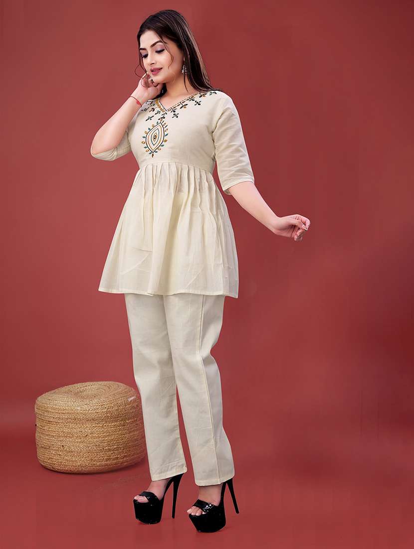 women embroidered top and trouser co-ord set - 22393883 -  Standard Image - 2