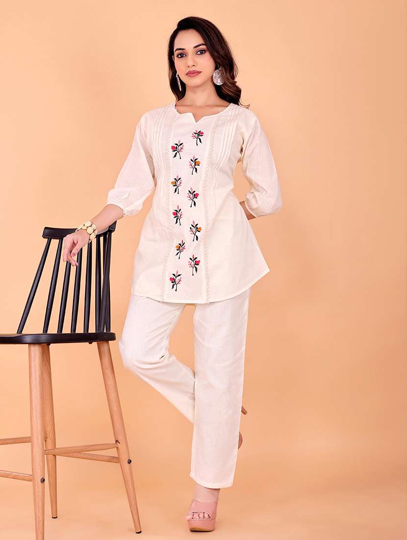 women embroidered top and trouser co-ord set - 22393884 -  Standard Image - 2
