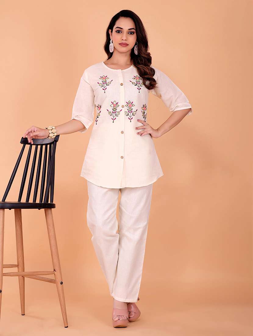 women embroidered top and trouser co-ord set - 22393885 -  Standard Image - 2
