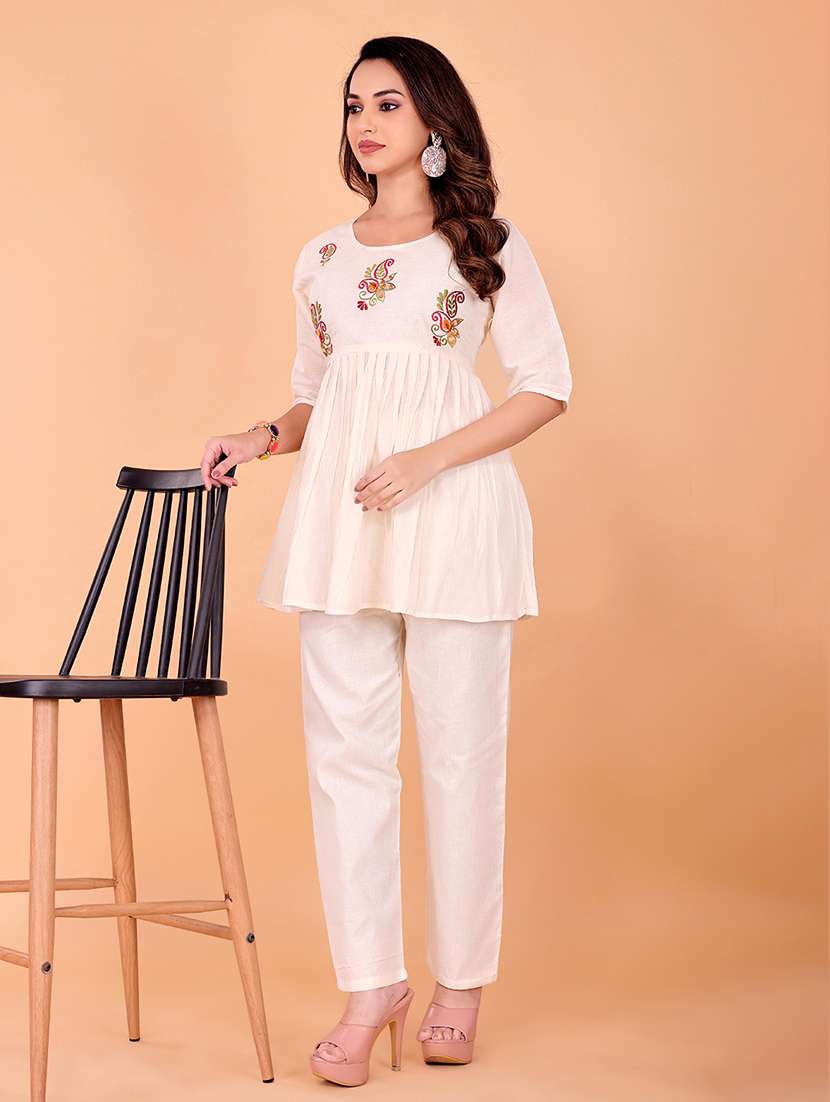 women embroidered top and trouser co-ord set - 22393886 -  Standard Image - 2