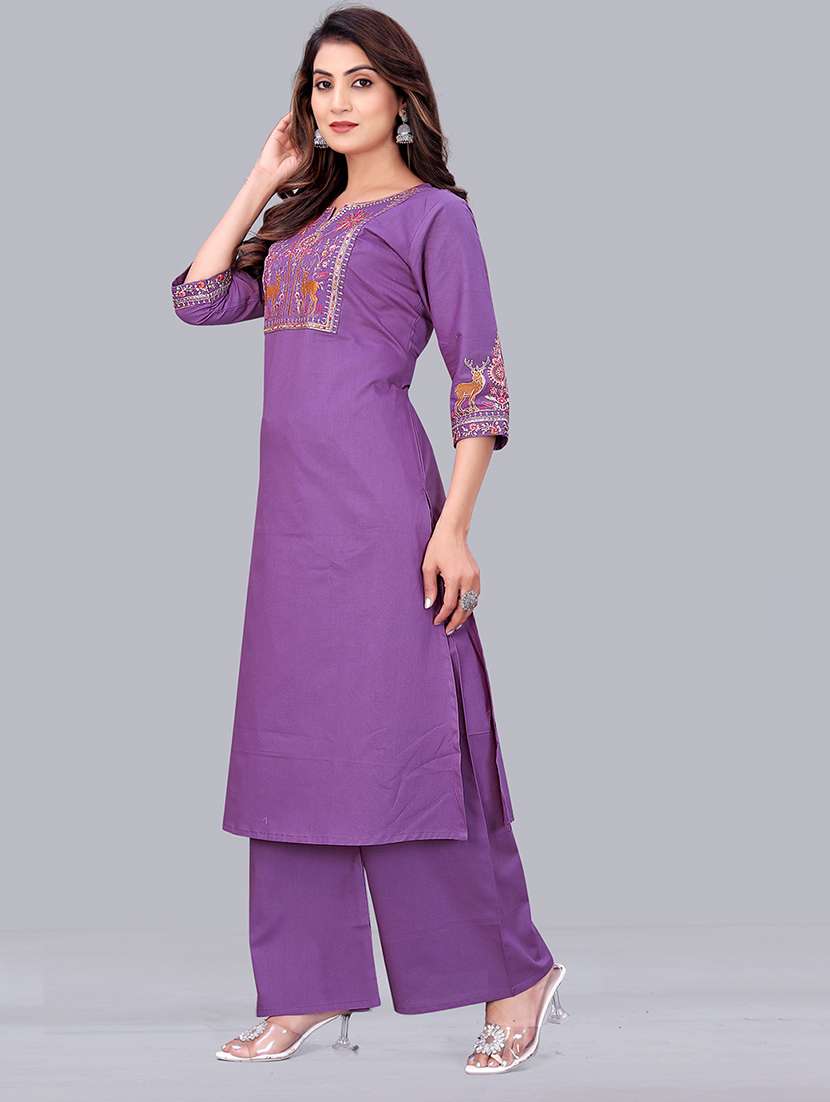 women embroidered kurta and palazzo set - 22393915 -  Standard Image - 2