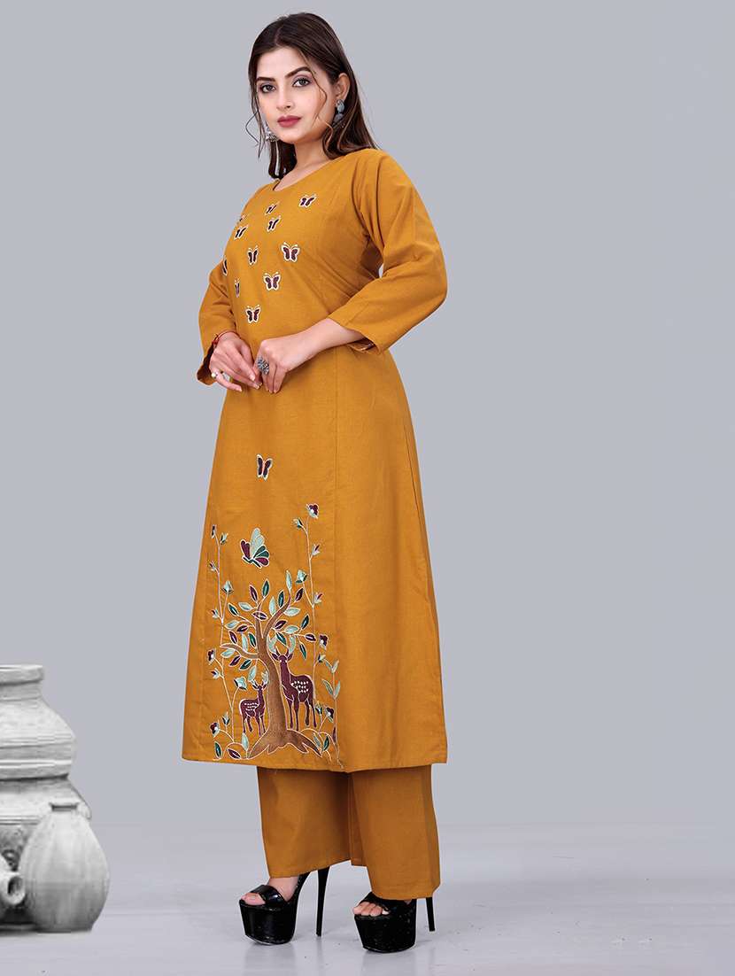 women embroidered kurta and palazzo set - 22393916 -  Standard Image - 2