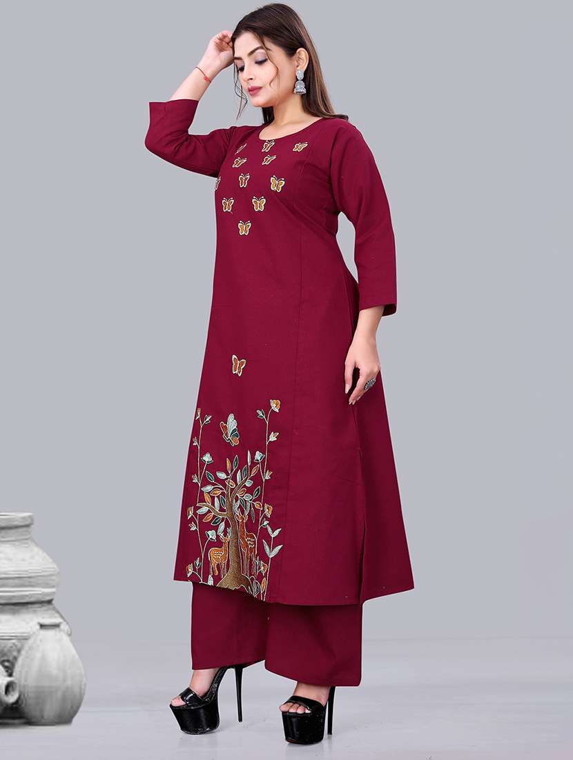 women embroidered kurta and palazzo set - 22393917 -  Standard Image - 2