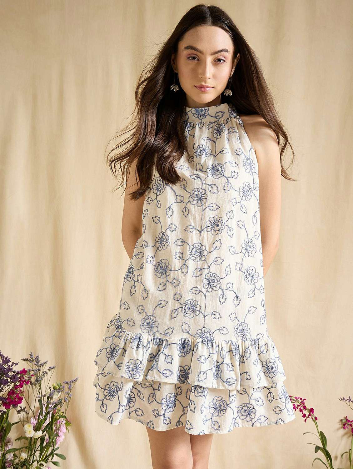 women embroidered sleeveless tiered dress - 22393997 -  Standard Image - 2